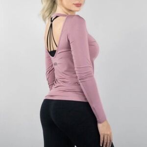 Alphalete Women’s pink long sleeve workout top scoop back size small super soft